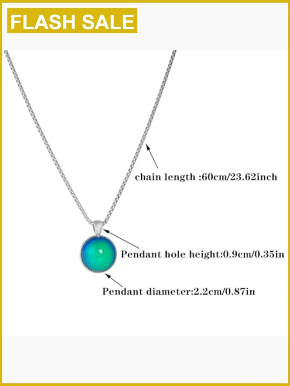 Round Mood Color-Changing Pendant Necklace for Kids